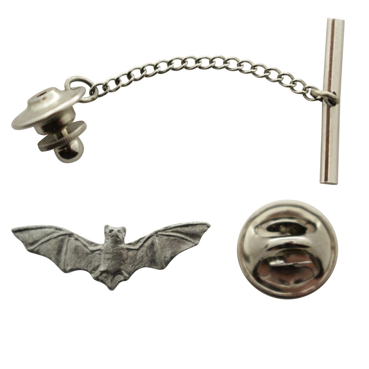 Bat Tie Tack ~ Antiqued Pewter ~ Tie Tack or Pin ~ Sarah's Treats & Treasures